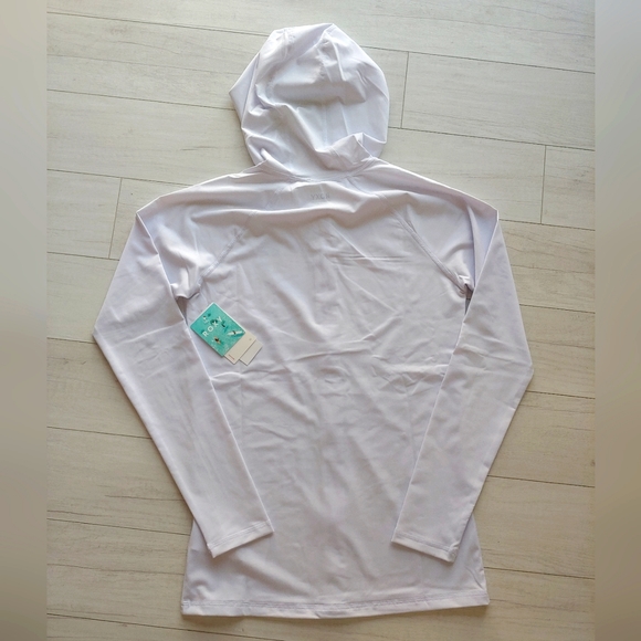 ROXY NEW Essentials Hooded Long Sleeve Zip-Up Rashguard White - Picture 7 of 9
